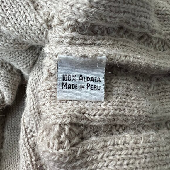 Vintage 100% Alpaca Wool Cable Knit Cropped Sweater Crop Quiet Luxury Rustic Y2K - Picture 7 of 8